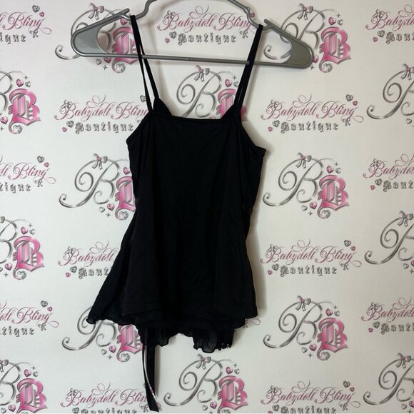 Pelican cove tank top babydoll VNECK Black Sleeveless Wrap top - Picture 5 of 8